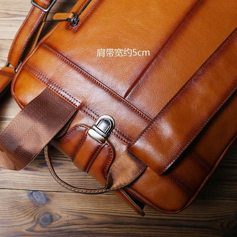 sac à dos pour homme en cuir de vache véritable vintage nzpj, sac à dos décontracté pour ordinateur portable, sac de voyage tendance pour l'école