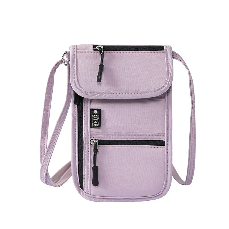 portefeuille de cou personnel anti-rfid, porte-passeport de voyage, pochette de cou discrète, organisateur super léger avec sangle réglable