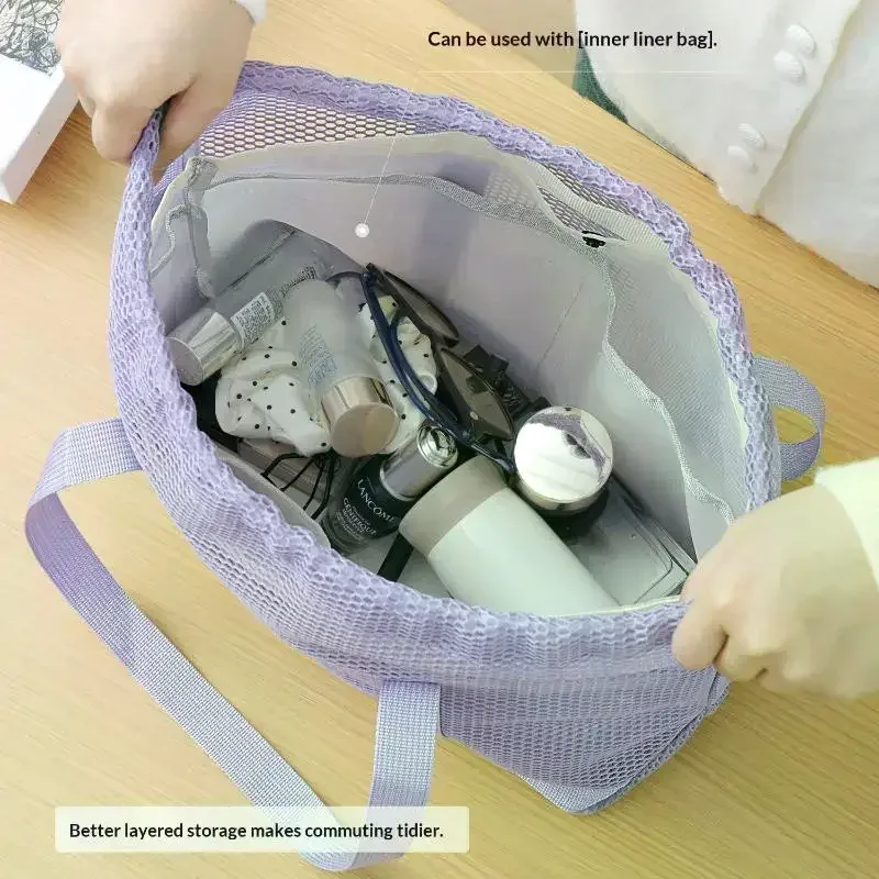 sac fourre-tout en maille avec cordon de serrage, respirant, à séchage rapide, grande capacité, sac à main portable pour la salle de sport, la natation, la plage, les sports, les escapades de week-end