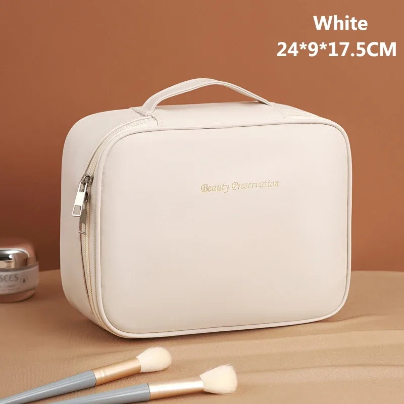 sac de maquillage fourre-tout de luxe en pu pour femmes, grande capacité, organisateur de voyage portable, sac de rangement de cosmétiques, pochette double couche pour dames