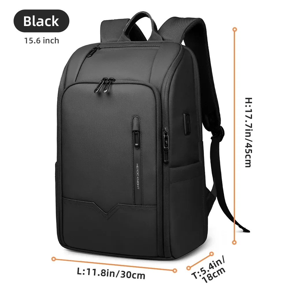 sac à dos d'affaires heroic knight pour ordinateur portable de 15,6 pouces, grand sac à dos de voyage étanche pour homme, sac à dos minimaliste pour les trajets au bureau, mochila avec usb