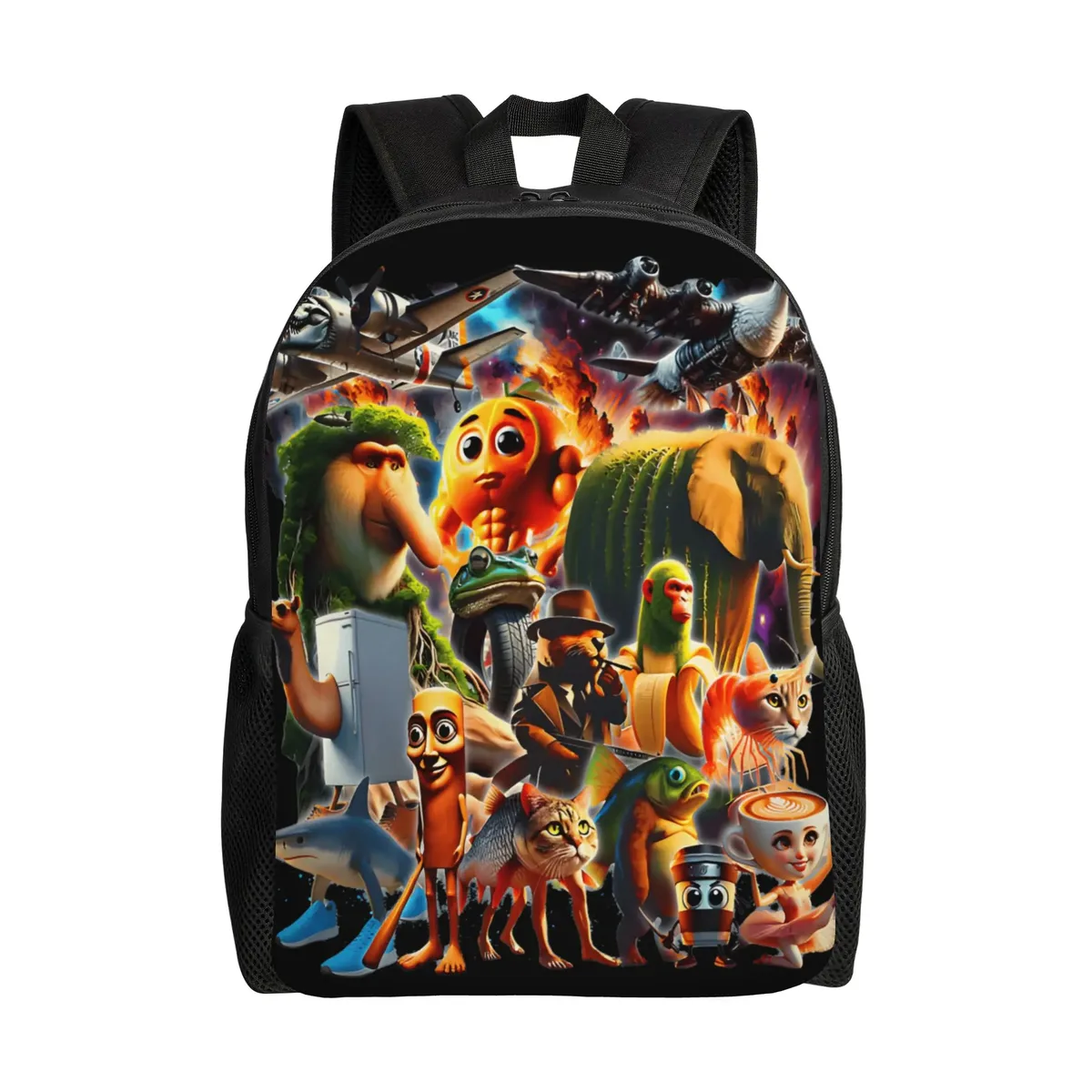 sac à dos unisexe tung sahur calling avec motif brainrot, en polyester, pour loisirs, lycée, sport, design moderne
