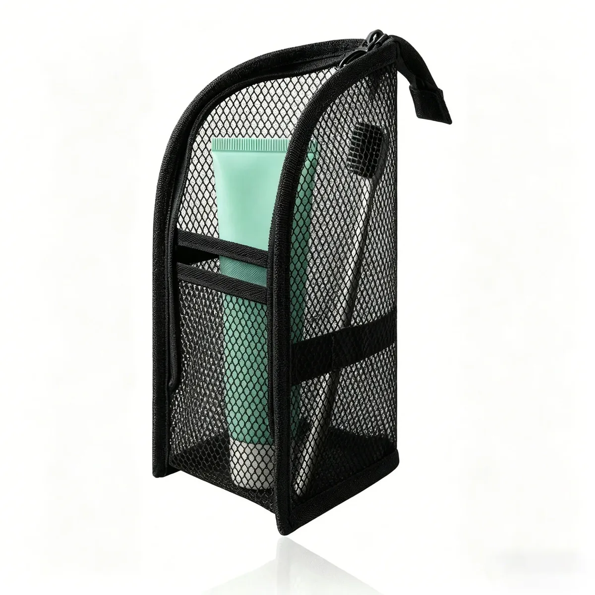sac de toilette de voyage en maille, organisateur de cosmétiques respirant, pochette portable à fermeture éclair pour ranger le dentifrice et la brosse à dents dans la salle de bain