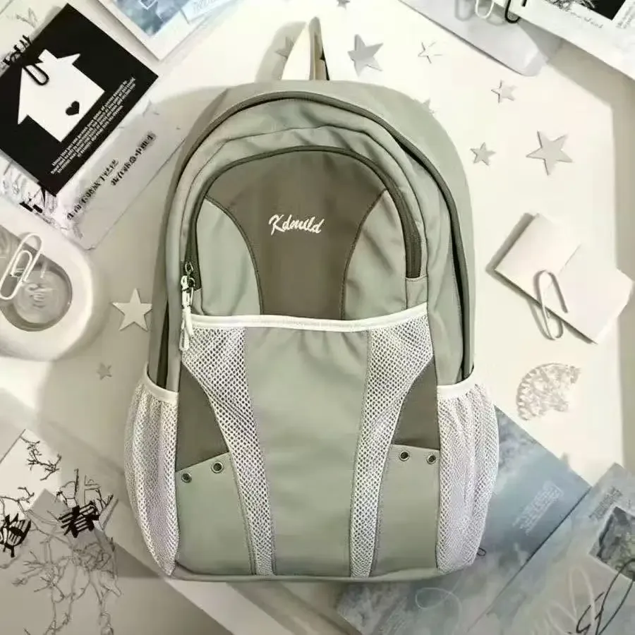 sac à dos de voyage tendance grande capacité unisexe, sac d'école patchwork, sacs à dos en nylon bleu y2k pour femme, sacs de randonnée décontractés pour homme, nouveauté 2026