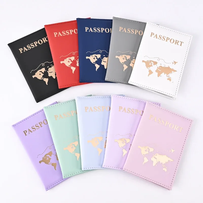 housse de protection pour passeport à la mode, motif mondial, porte-passeport de voyage, portefeuille cadeau, étui pour cartes en cuir pu, sac de rangement unisexe
