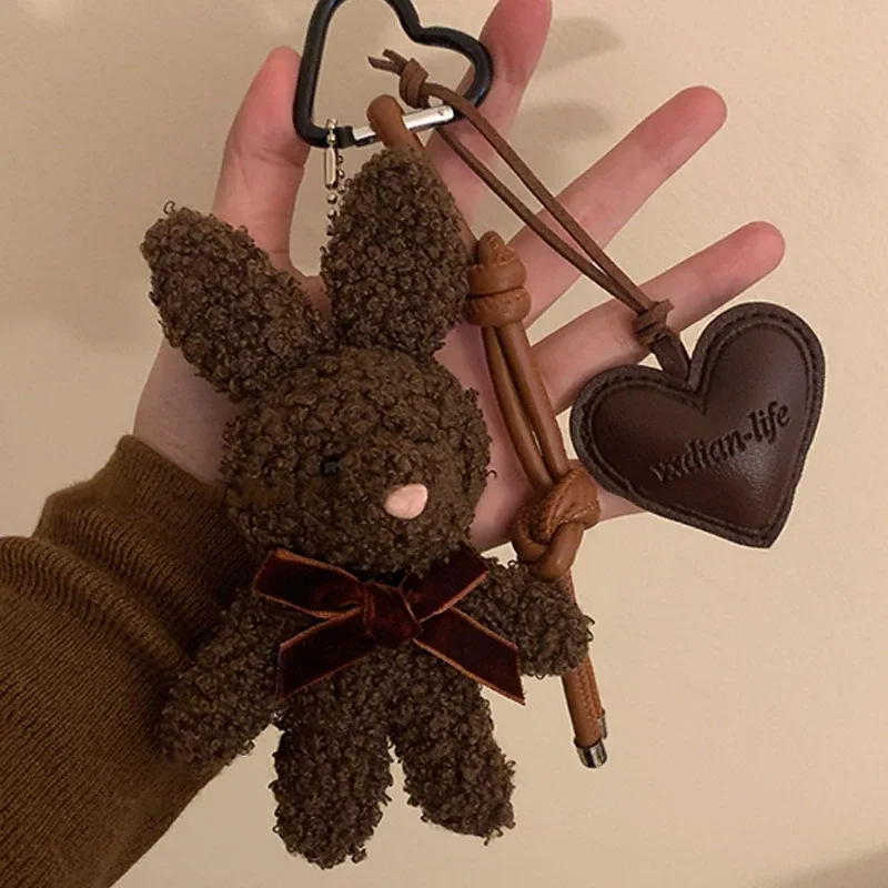 porte-clés lapin en peluche kawaii y2k, mignon lapin en peluche, pendentif pour sac à dos