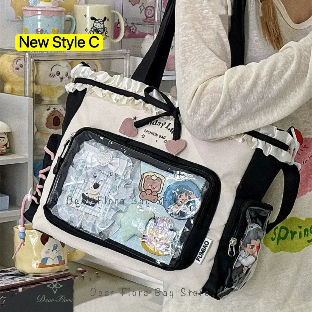 y2k mignon japonais ins ita sac lolita fille fourre-tout transparent sac à bandoulière grande capacité sac à bandoulière décontracté bricolage affichage sacs à main