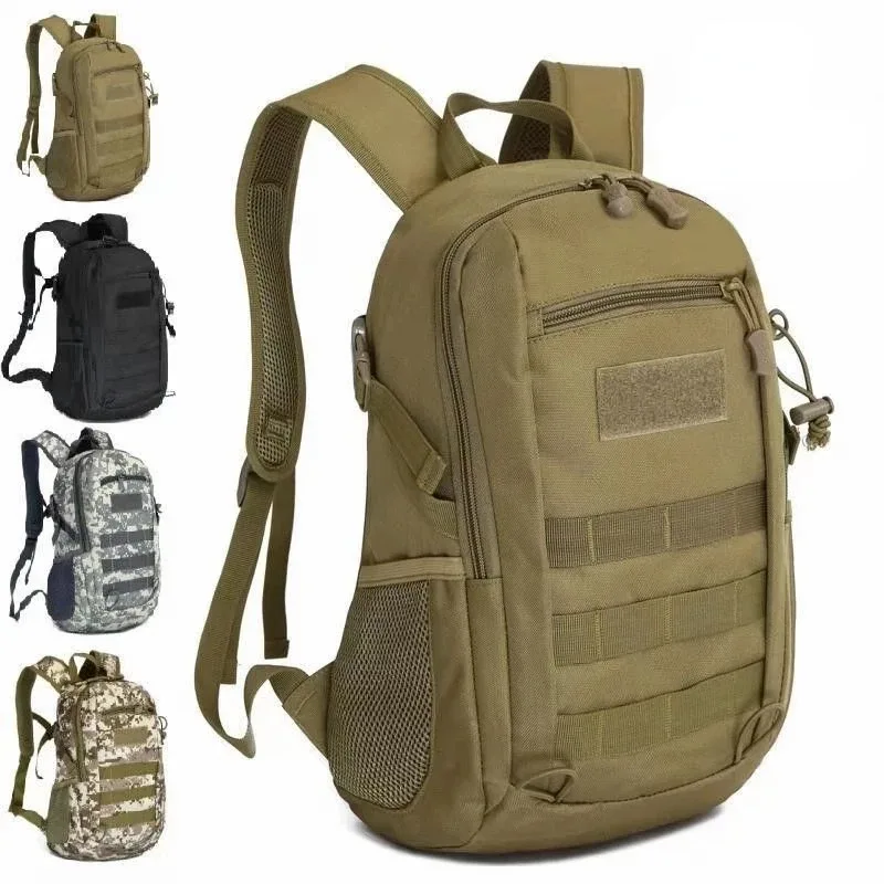 Sac Dos Kaki Bandes Noires Motif Camouflage Vert Nylon Polyestere Poche Integree Fermeture Éclair Bandoulière Arquée Usage Voyage Extérieur Sport Camping Chasse Pechetrekking Mini