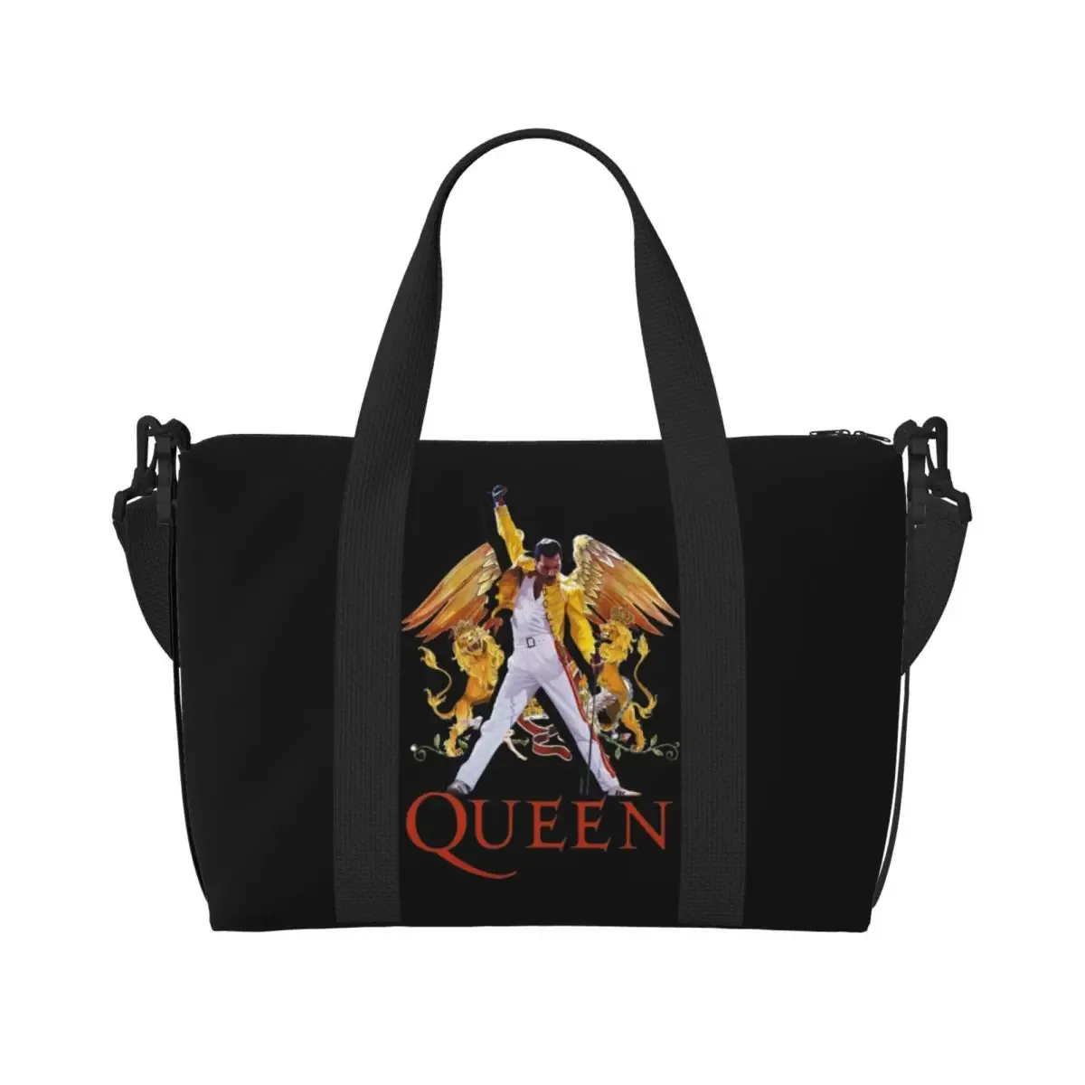 sac fourre-tout personnalisé freddie mercury queen band pour femmes, sac de voyage à bandoulière de plage de grande capacité