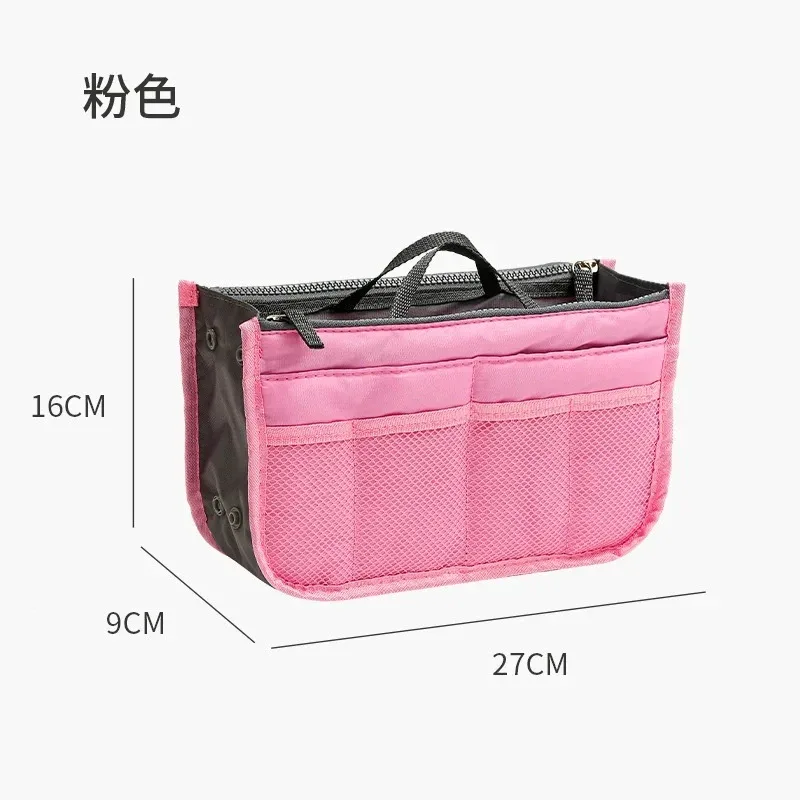 trousse de maquillage et de toilette de voyage de grande capacité, organisateur de cosmétiques à double fermeture éclair, pochette de rangement portable en sac