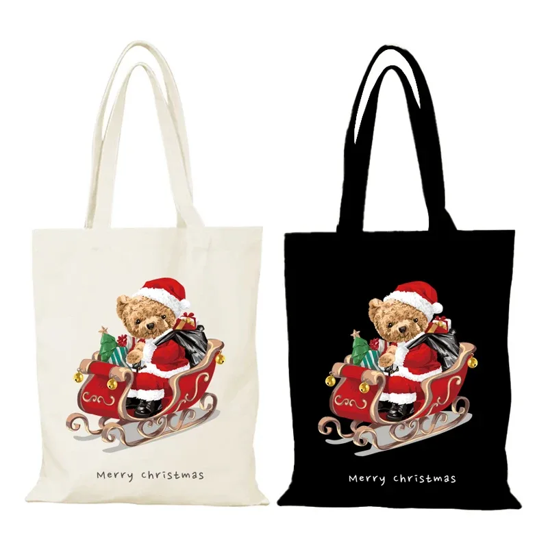 Dessin animé ours femmes sac à main cadeaux de noël sacs à main mode le sac fourre-tout dame sacs Eco Shopper Shopping plage tissu toile femme