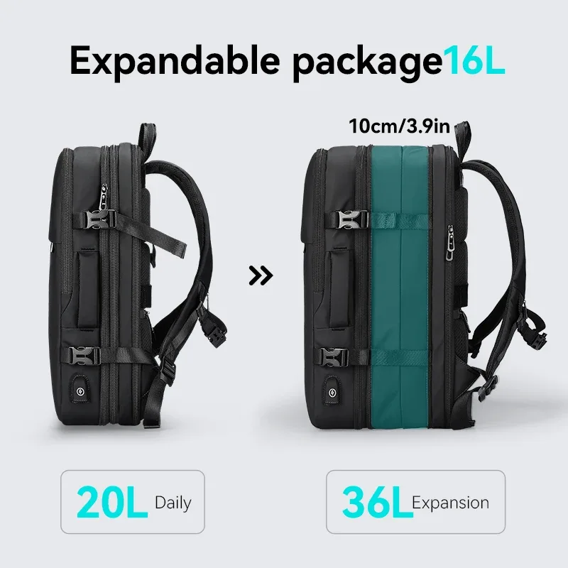 mark ryden grand sac à dos pour homme, sac à dos extensible de 36 l, sac de voyage d'affaires, sac à dos d'école pour homme, compatible avec un ordinateur portable de 17 pouces
