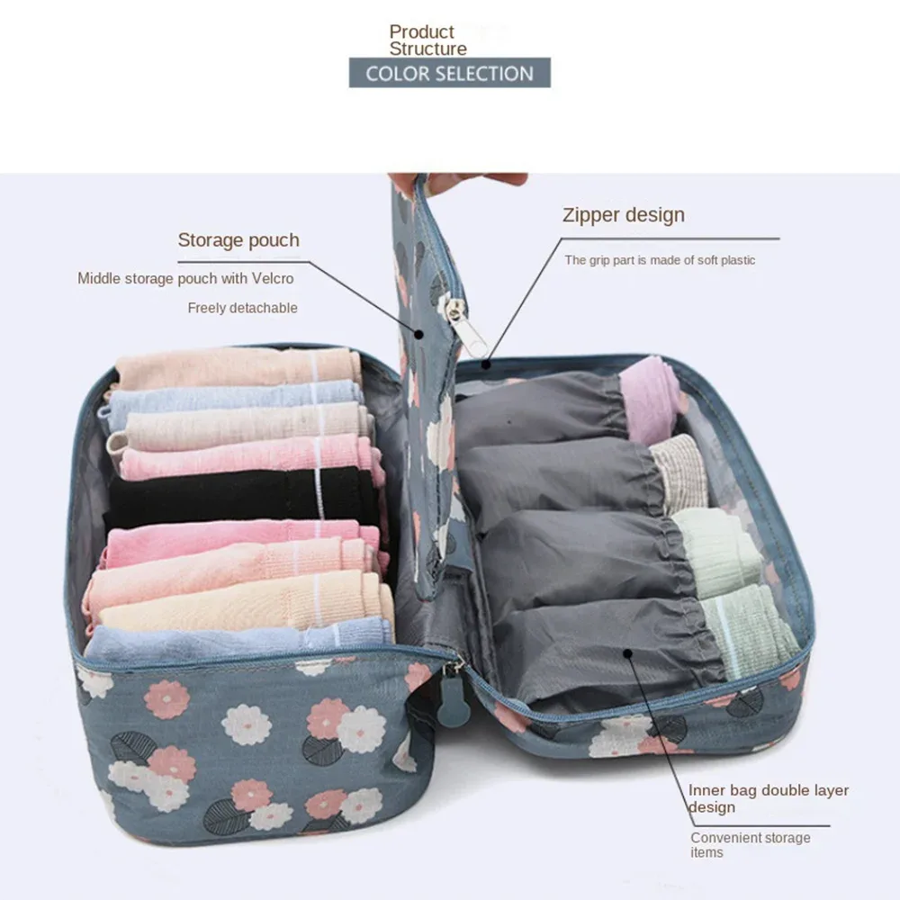 sac de soutien-gorge de voyage pliable pour femmes, organisateur de sous-vêtements, articles de toilette cosmétiques, sac de rangement séparé, étui de lavage portable étanche pour femmes