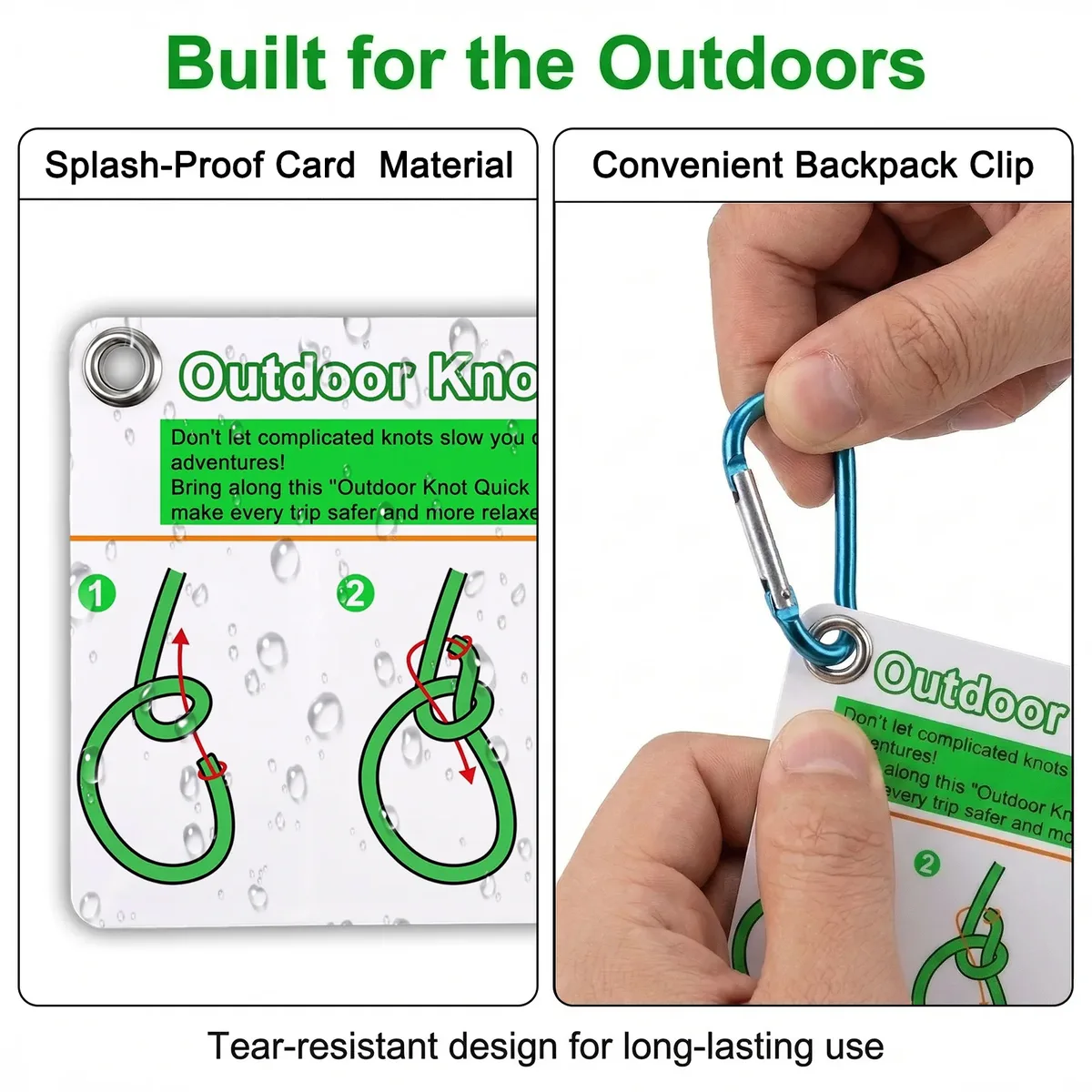 guide visuel nœuds plastique imperméable cartes survie scouts randonneurs cadeaux camping clip sac dos zinc blanc vert rose