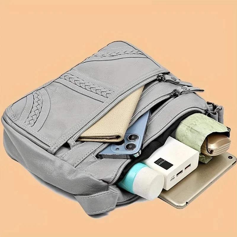 sac bandoulière matelassé multicolore élégant, sac à main en cuir souple pour femme avec bandoulière réglable, idéal pour le quotidien