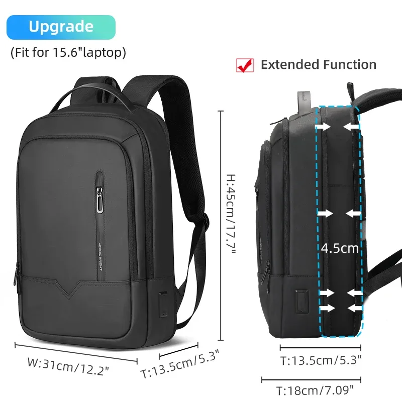 heroic knight slim homme sac à dos pour ordinateur portable sac d'école étanche avec chargement usb pour garçons adolescents sac à dos de luxe hommes en travail