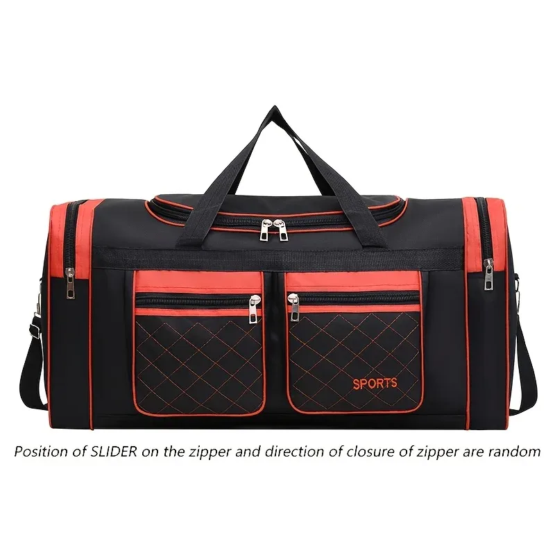 sac polochon de voyage de grande capacité, style décontracté, plusieurs compartiments et poches, parfait pour les courts voyages, sac de voyage sportif