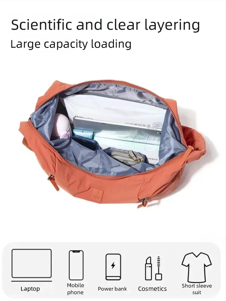 sac à bandoulière epol pour femme en nylon imperméable, sacs décontractés tendance 2026, sac croissant minimaliste de couleur unie 3071-17