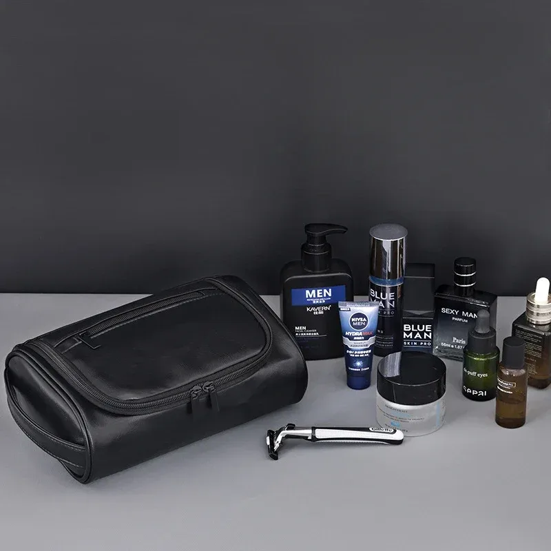 trousse de toilette de voyage de haute qualité pour femmes et hommes, sacs à cosmétiques rétro en cuir pu, trousse de maquillage de voyage étanche