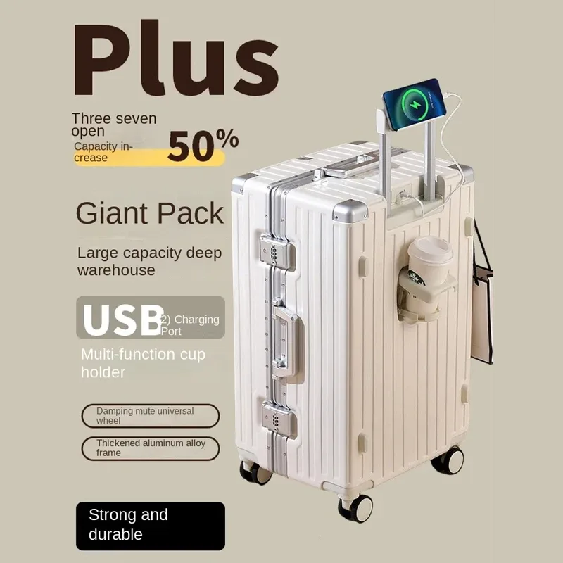 valise grande capacité 30 pouces, robuste et durable, en abs+pc, avec cadre en aluminium, valise à roulettes cabine 20 pouces, bagage à main