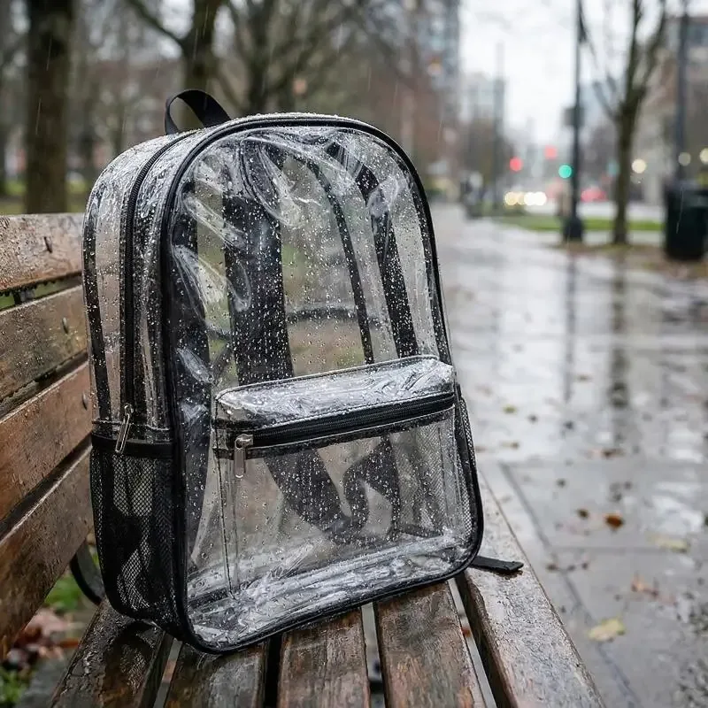 sac à dos transparent en pvc pour sports de plein air et fitness, sac à dos de voyage décontracté visible, grande capacité, sac à bandoulière imperméable