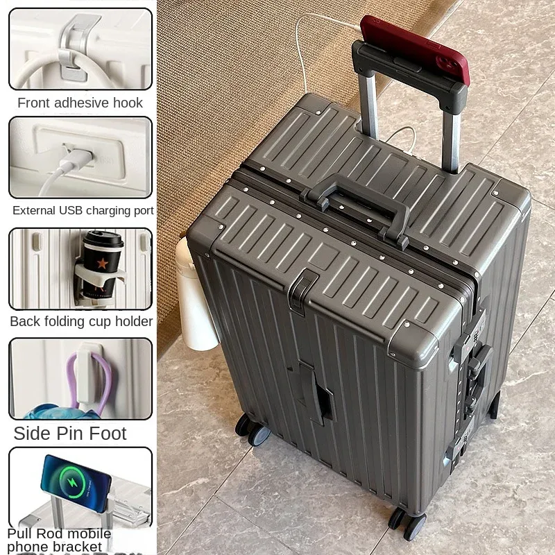 valise de grande capacité 30 pouces, robuste et durable, en abs+pc, bagage à roulettes avec cadre en aluminium, valise cabine 20 pouces, boîte de cabine.