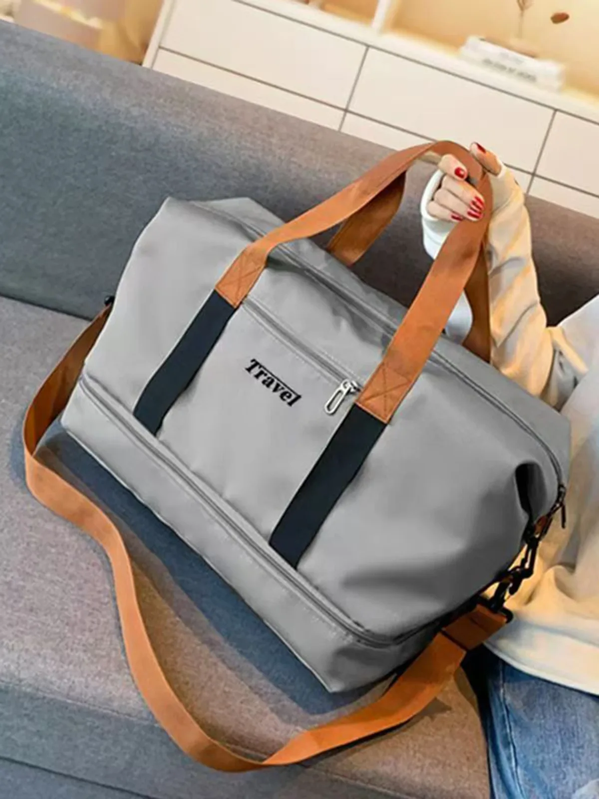 sac de sport portable grande capacité, sac de voyage pouvant être porté en bandoulière, grand sac fourre-tout de voyage, sac de sport