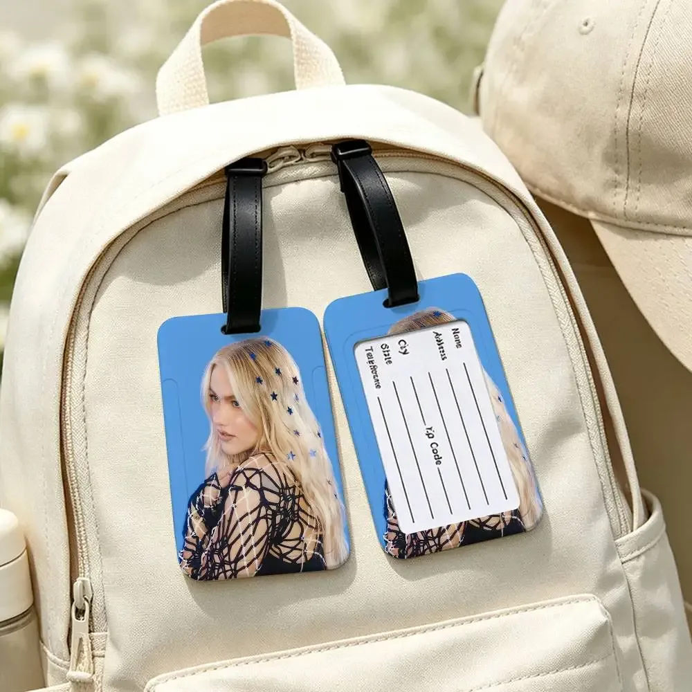 étiquette d'identification de bagages en pvc singer f-freya skye, porte-carte d'informations anti-perte, étiquette de nom pour valise de voyage