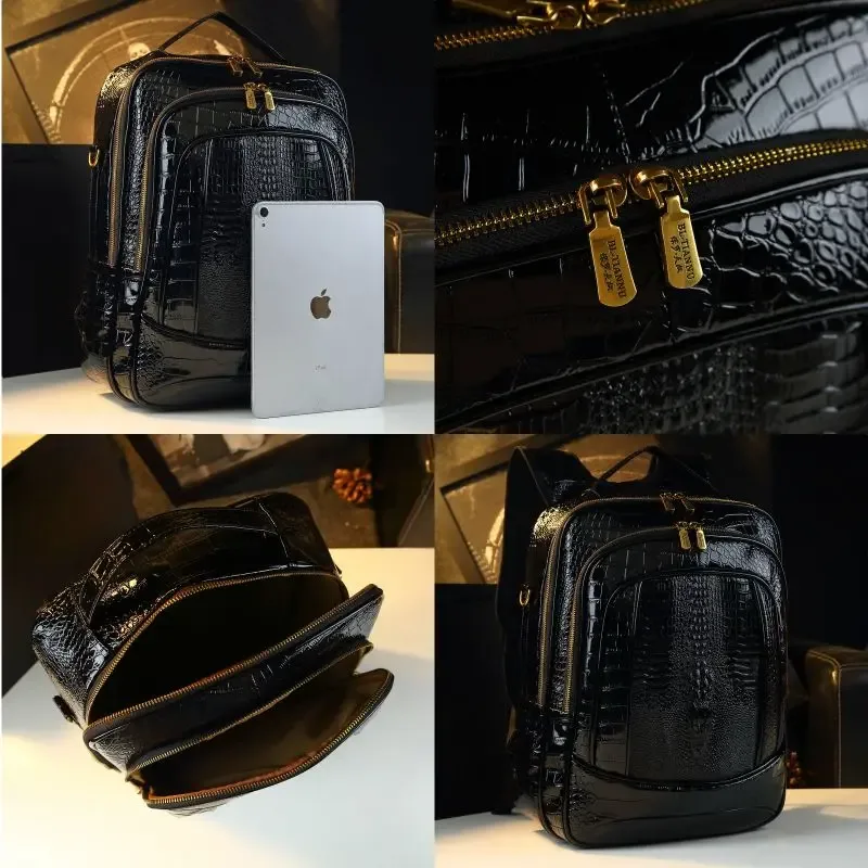 marque de luxe brillant crocodile sacs à dos hommes et femmes sacs à dos nouvelle mode grande capacité voyage sacs à dos