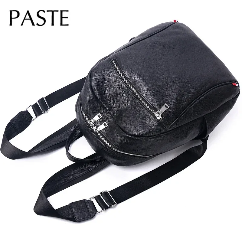 sac à dos pour homme en cuir de vache véritable noir tendance 2026, sac à dos pour ordinateur portable, sac d'affaires pour homme, sac à dos de haute qualité pour adolescents