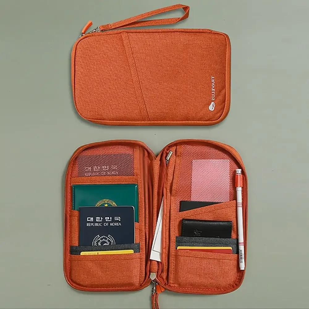 nouvelle pochette de voyage rfid pour passeport, organisateur multifonctionnel pour cartes et billets de famille, unisexe, idéal pour l'enregistrement à l'aéroport