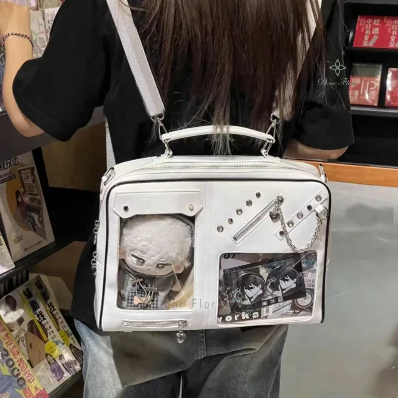 y2k ita-sac à dos transparent pour femme et fille, affichage diy, bandoulière, mode, étudiant, voyage