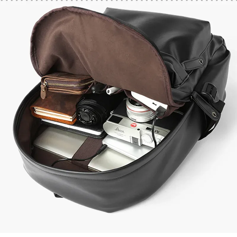 sac à dos de luxe en cuir pu souple pour hommes, sacs pour ordinateur portable de 15 pouces, sacs de voyage de grande capacité, cartable d'étudiant