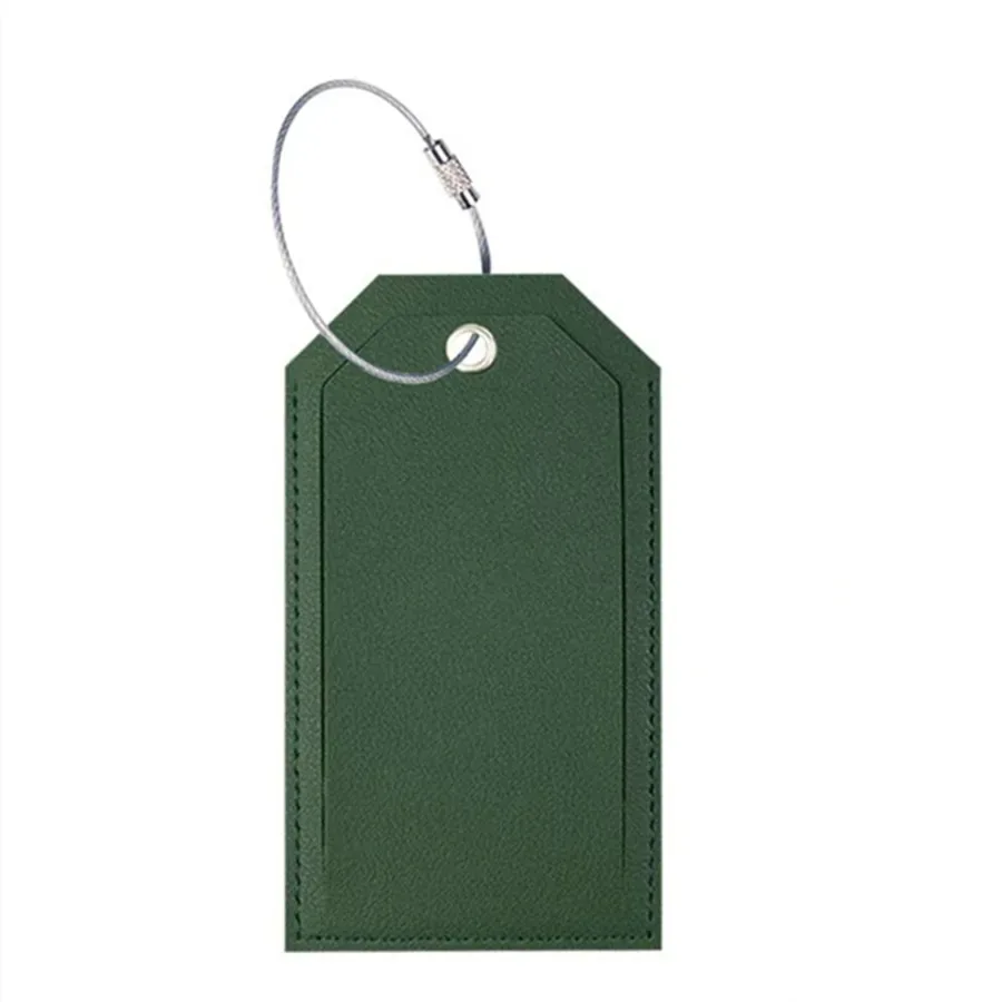 étiquette bagage simili cuir pu lisse rectangulaire anneau métallique couleurs vivantes voyage identification nom adresse