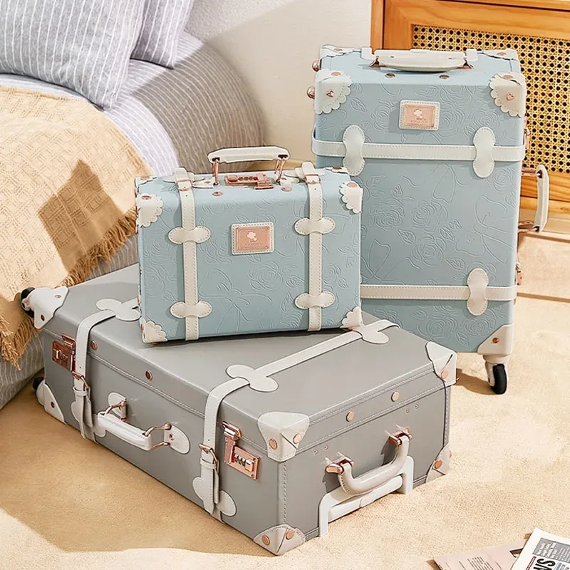 valise vintage en cuir britannique, bagage rétro avec quincaillerie en laiton antique, valises à roulettes, valise trolley