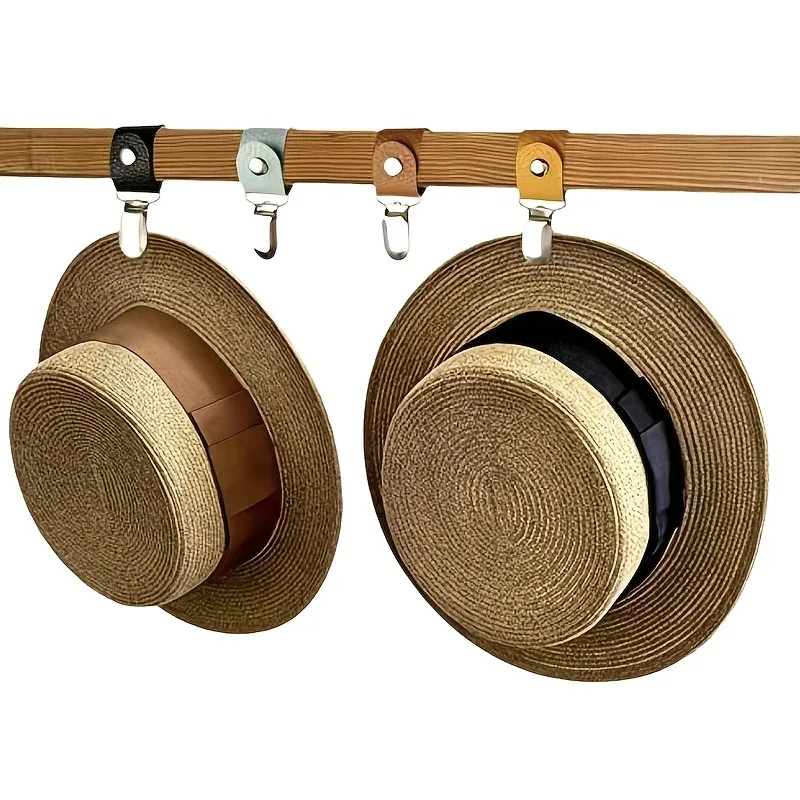 clip chapeau cuir pu noir marron bleu pastel voyage attachement accessoires plage activités extérieures fixation sacoche valise