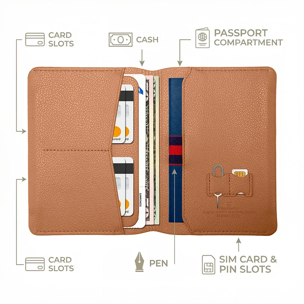 Portefeuille passeport WiWU Master, étui en cuir PU anti-RFID, pochette de rangement, sac de transport, pochette de transport, doux pour la peau