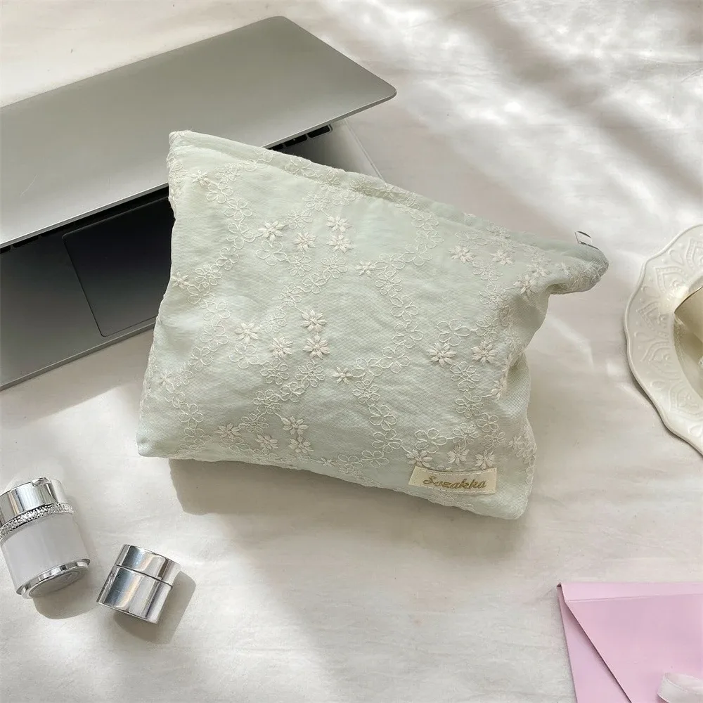 nouvelle trousse de maquillage portable en dentelle brodé avec fermeture éclair, organisateur de voyage pour cosmétiques et articles de toilette pour femme