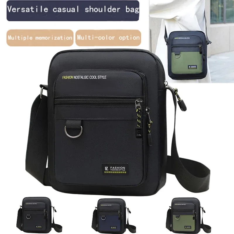 Sac bandoulière durable pour homme, sac à bandoulière en nylon résistant à l'eau avec design multi-poches pour les trajets quotidiens et les voyages