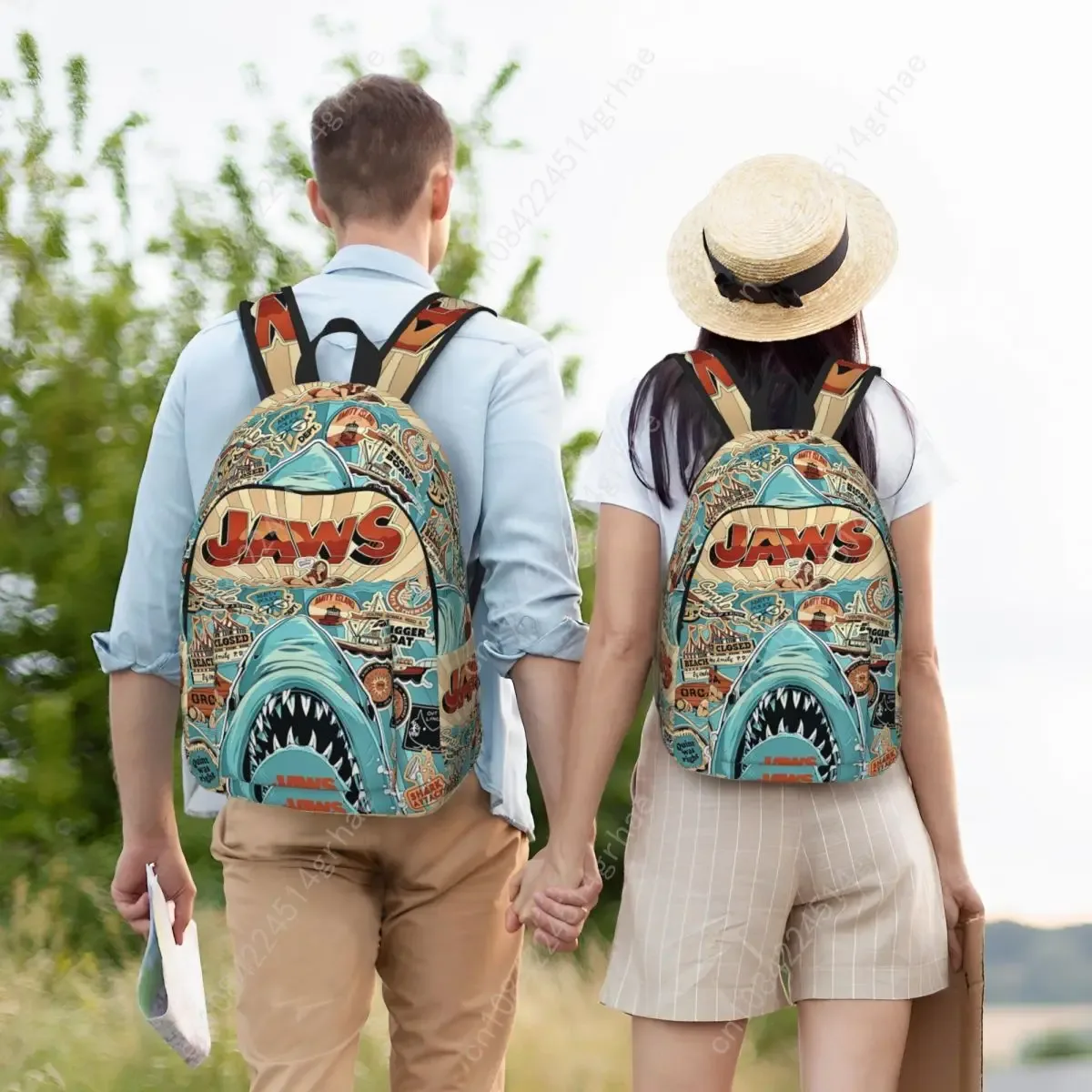 sac à dos jaws classic film amity island pour hommes, femmes, adolescents, étudiants, randonnée, voyage, sac à dos de jour, sac à bandoulière pour ordinateur portable, extérieur
