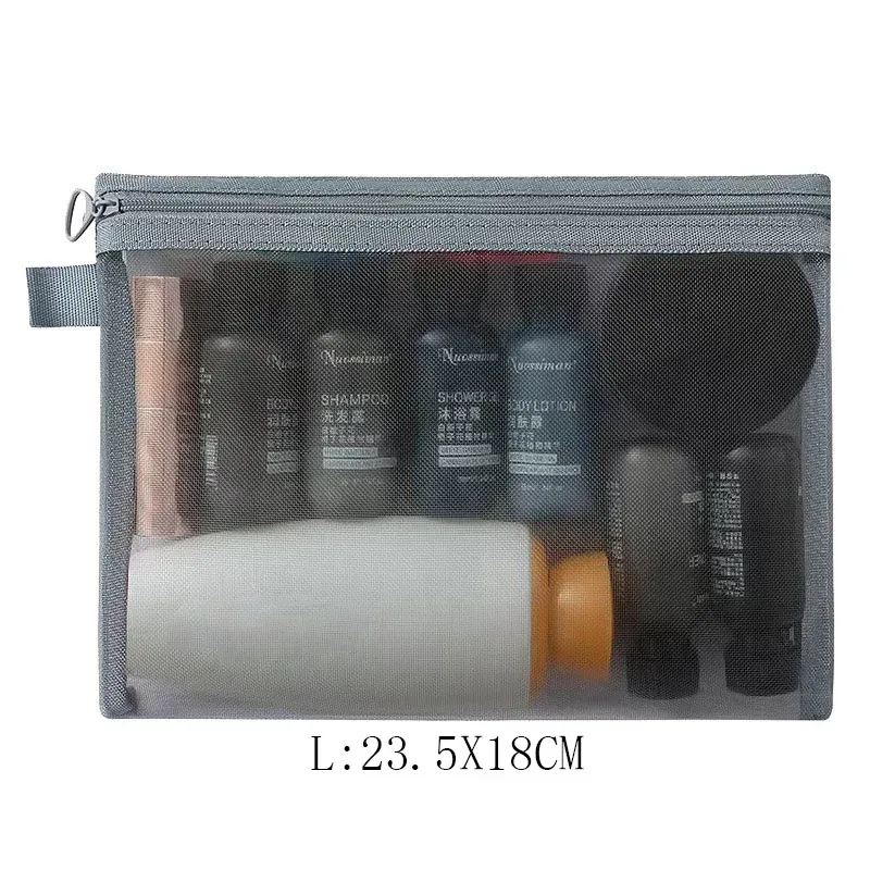 mode petit grand organisateur noir pochette de toilette et de maquillage maille transparente fermeture éclair sac cosmétique femmes organisateur nécessaire