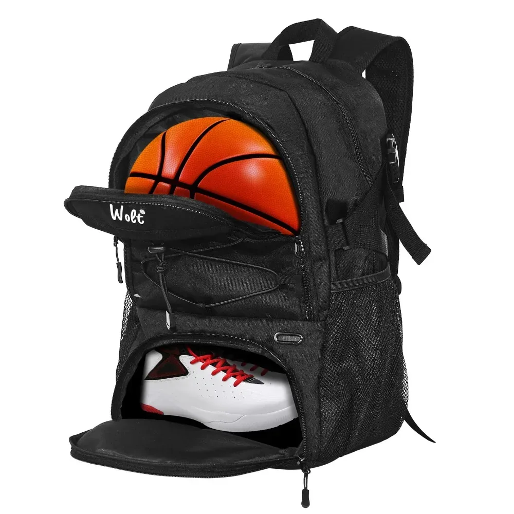 sac à dos de basket-ball de grande capacité, compartiment pour chaussures, porte-balle séparé, sac à dos de ballon de football, sac de sport respirant et étanche