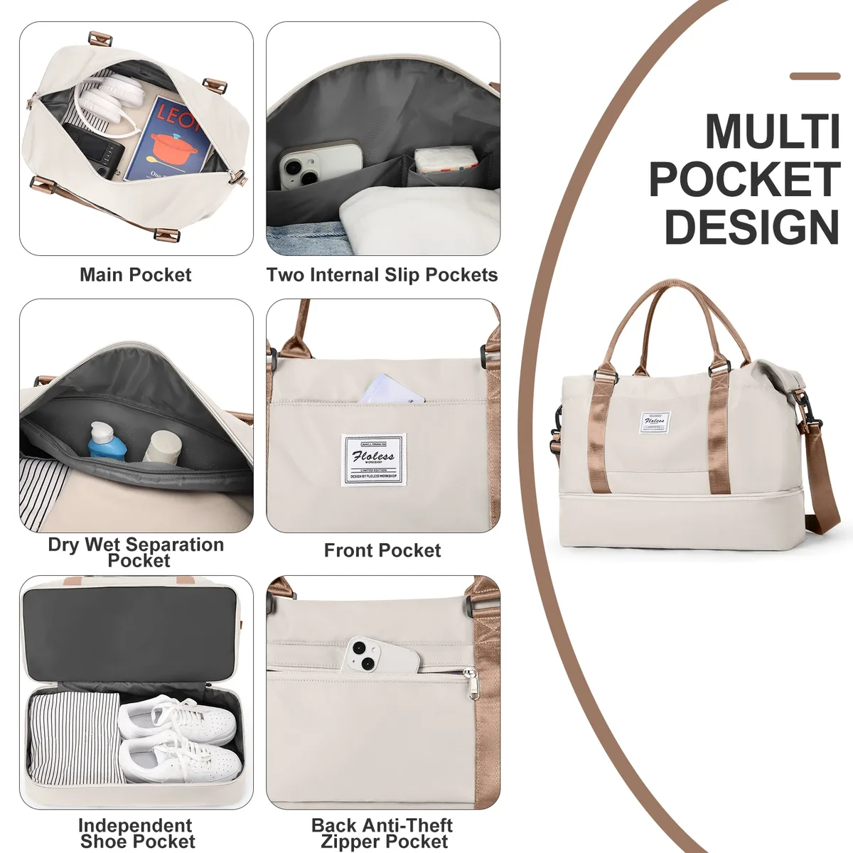 sac fourre-tout de voyage, sac à main léger avec compartiment à chaussures, sac à bandoulière de grande capacité, sac de voyage de cabine, sac de sport