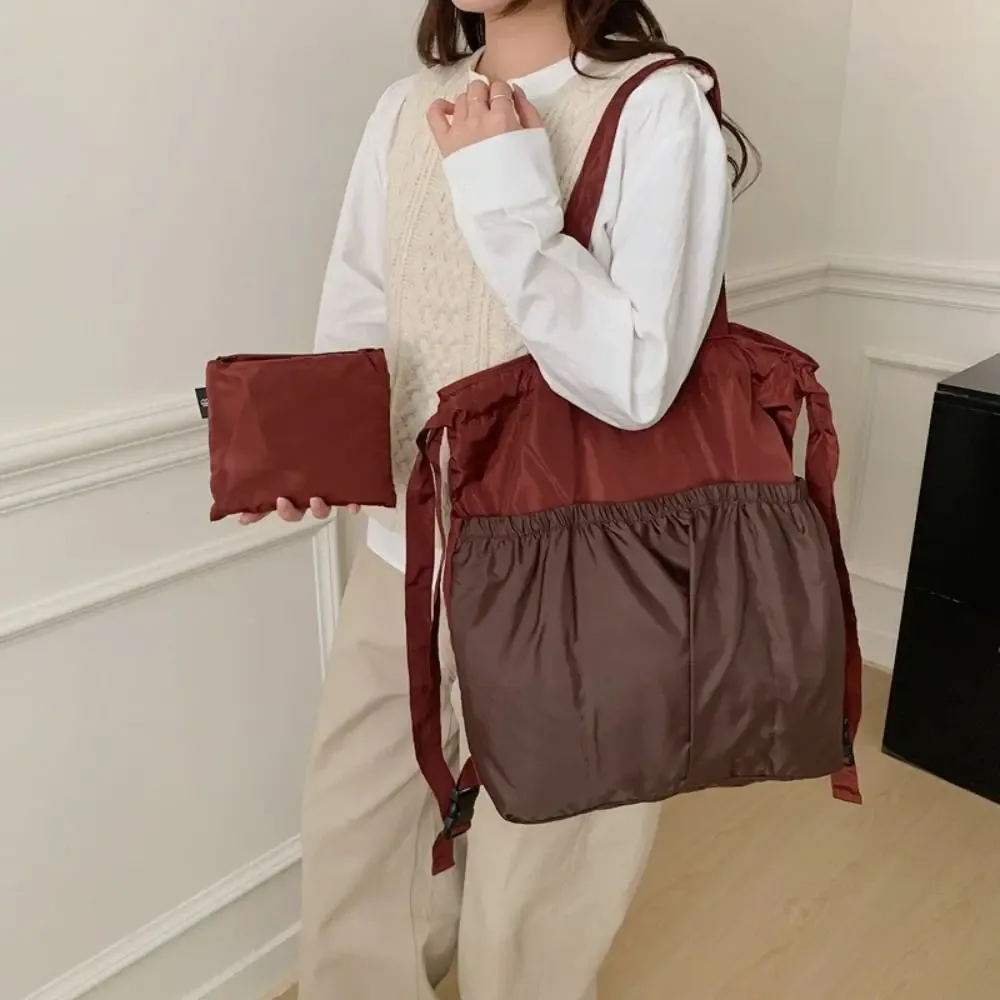 Sac à dos pliable de grande capacité, sac de voyage réutilisable et étanche avec cordon de serrage, poignée confortable, sac à bandoulière écologique pour le shopping