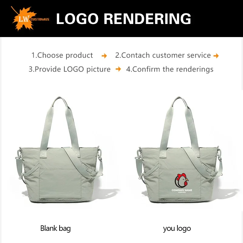 sac fourre-tout personnalisé imprimé image nom sac minimaliste femme grande capacité couleur unie sac fourre-tout en nylon en gros
