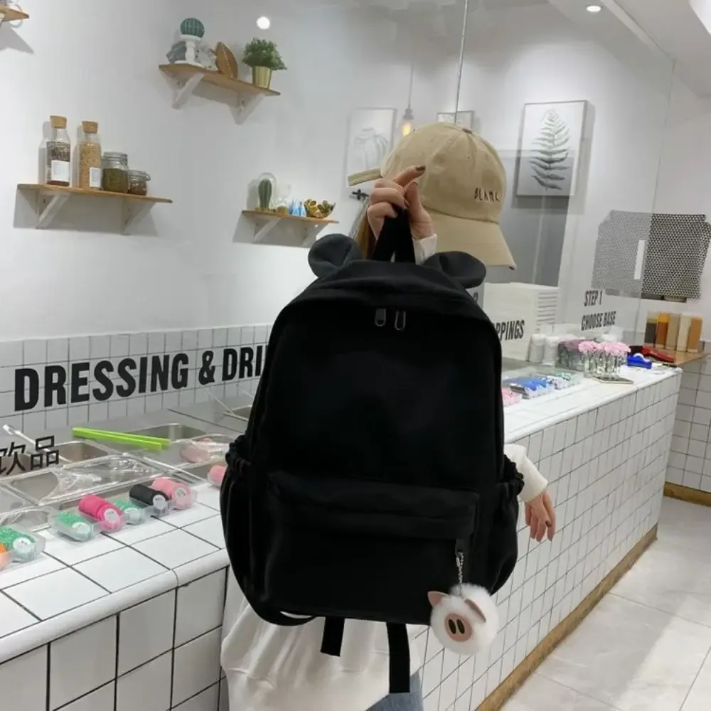 nouveau sac à dos étudiant à oreilles de lapin, couleur unie, sangle réglable, sac à dos pour femme, léger, grande capacité, sac de voyage pour étudiants