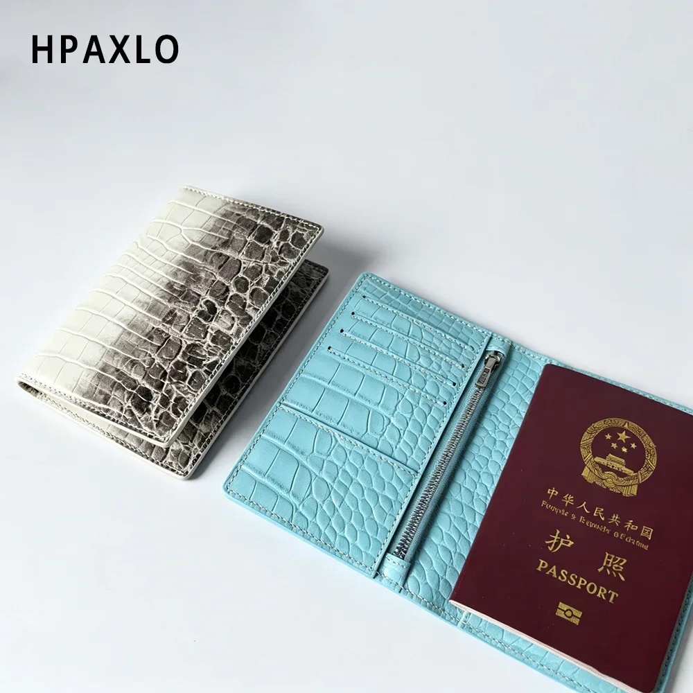 porte-passeport en cuir véritable gaufré crocodile, portefeuille de voyage avec blocage rfid, style himalayen, luxe, nouveau porte-passeport