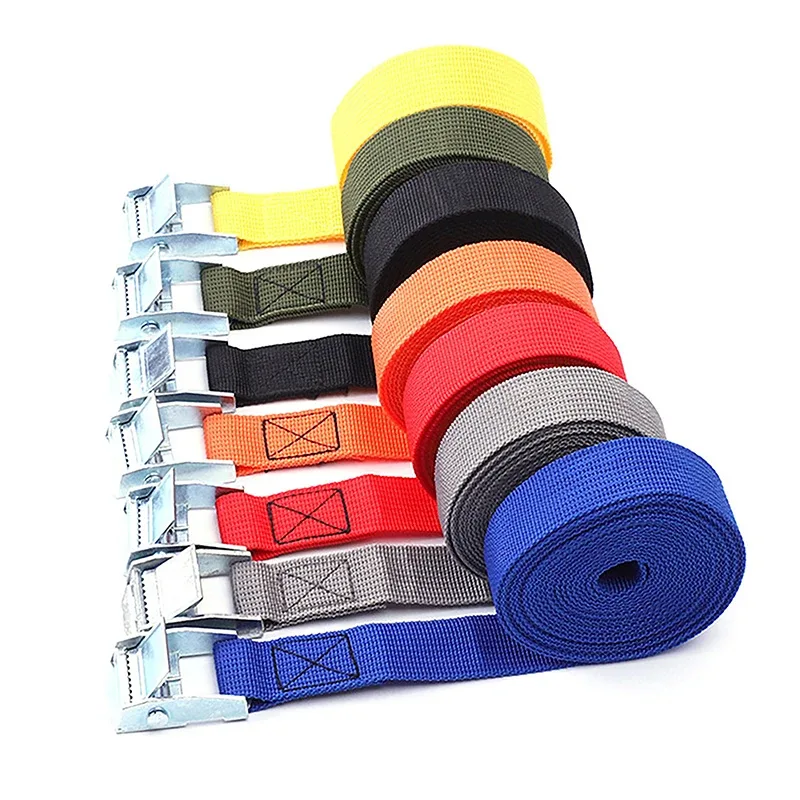 sangles de chargement de 5m avec boucle, ceinture d'arrimage pour moto, voiture, vélo, corde de remorquage en métal, ceinture de fixation à cliquet solide pour sac à bagages