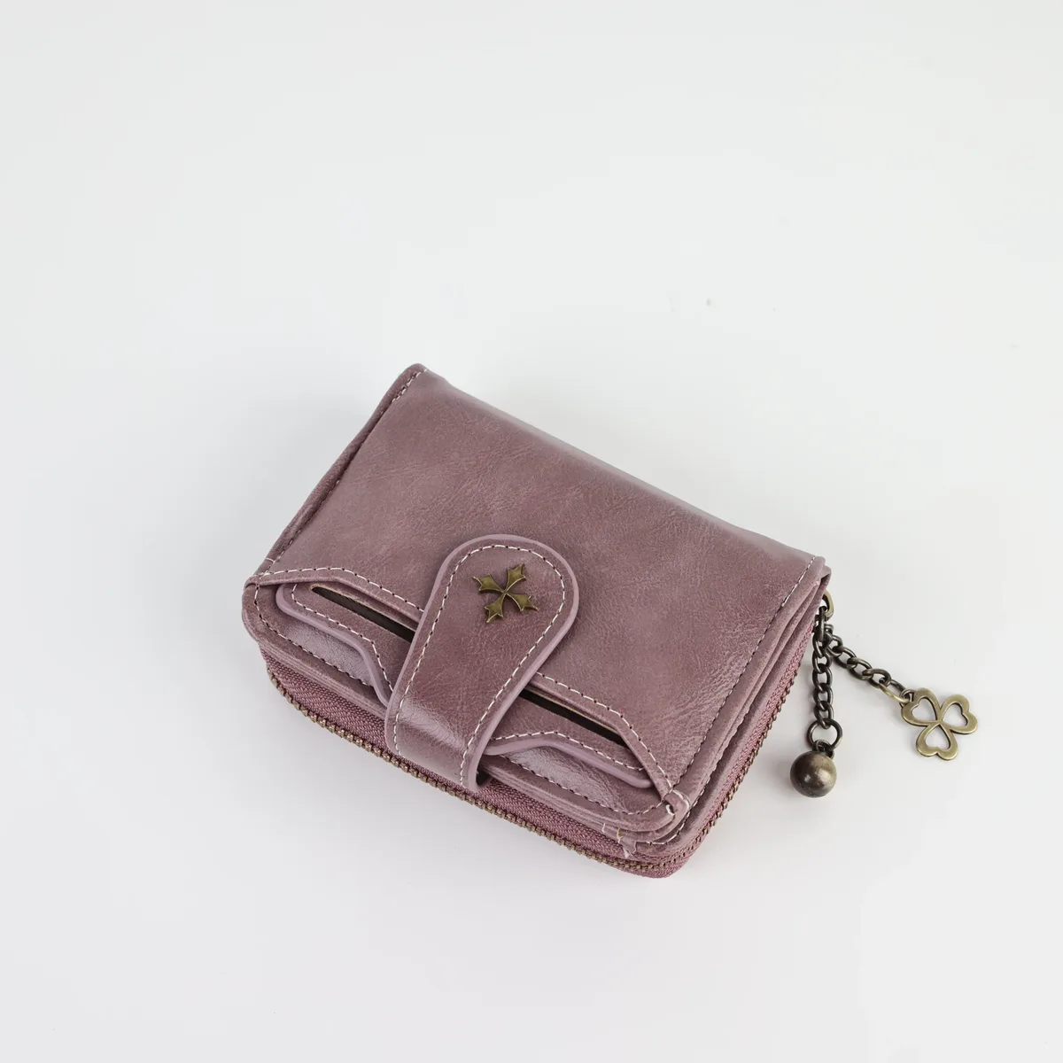 portefeuille court à boucle pour femme, mode européenne et américaine, fermeture éclair, pièce de monnaie, hectare