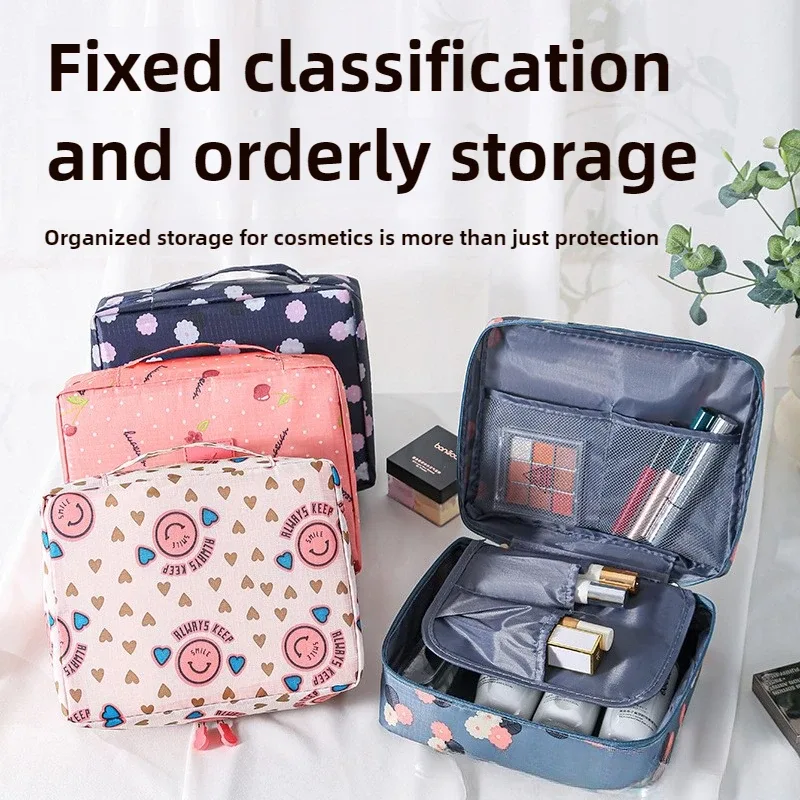 grande trousse de toilette pour femmes, sac de voyage imperméable pour cosmétiques, organiseur de maquillage avec ouverture facile, étui de rangement beauté